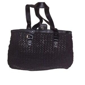 Elegant Black Crochet Tote Bag‎